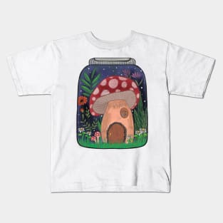 Tiny mushroom house in a terrarium jar Kids T-Shirt